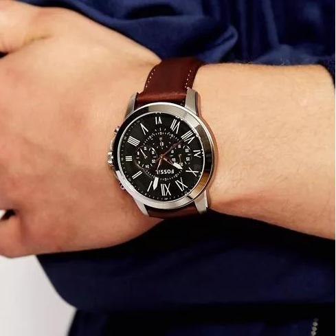 [ORIGINAL] Jam Tangan Pria Fossil FS4813 Grant Chronograph Brown