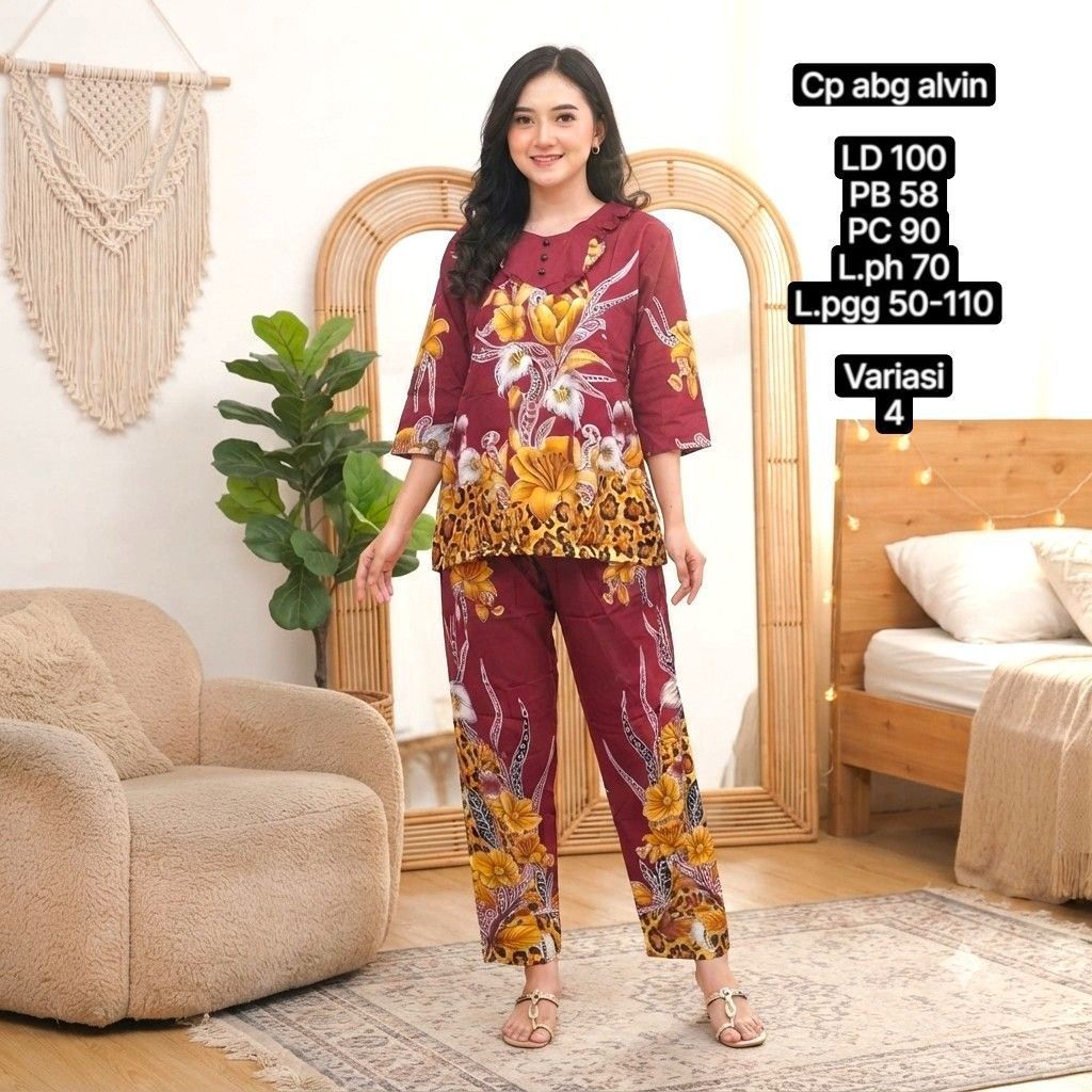 Setelan Alvin CP ABG Non Busui Lengan 3/4 (ABG Print)