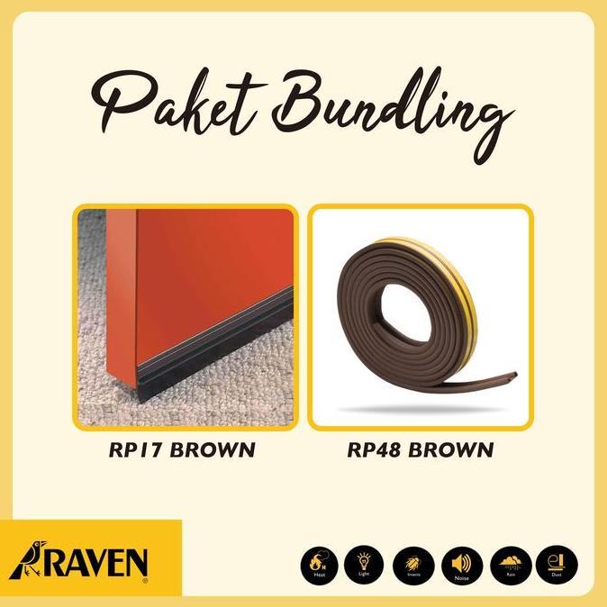 RAVEN Door Seal Bundling RP17 + RP48 Brown - Penutup Celah Pintu dan Jendela Anti Serangga & Debu
