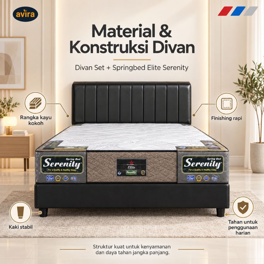 BedSet Divan dan springbed - Ranjang dan Kasur Springbed Bergaransi - Set Kasur dan Dipan - Divan se