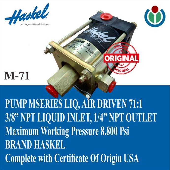 HASKEL - PUMP MSERIES LIQ, AIR DRIVEN 71:1 Type M-71