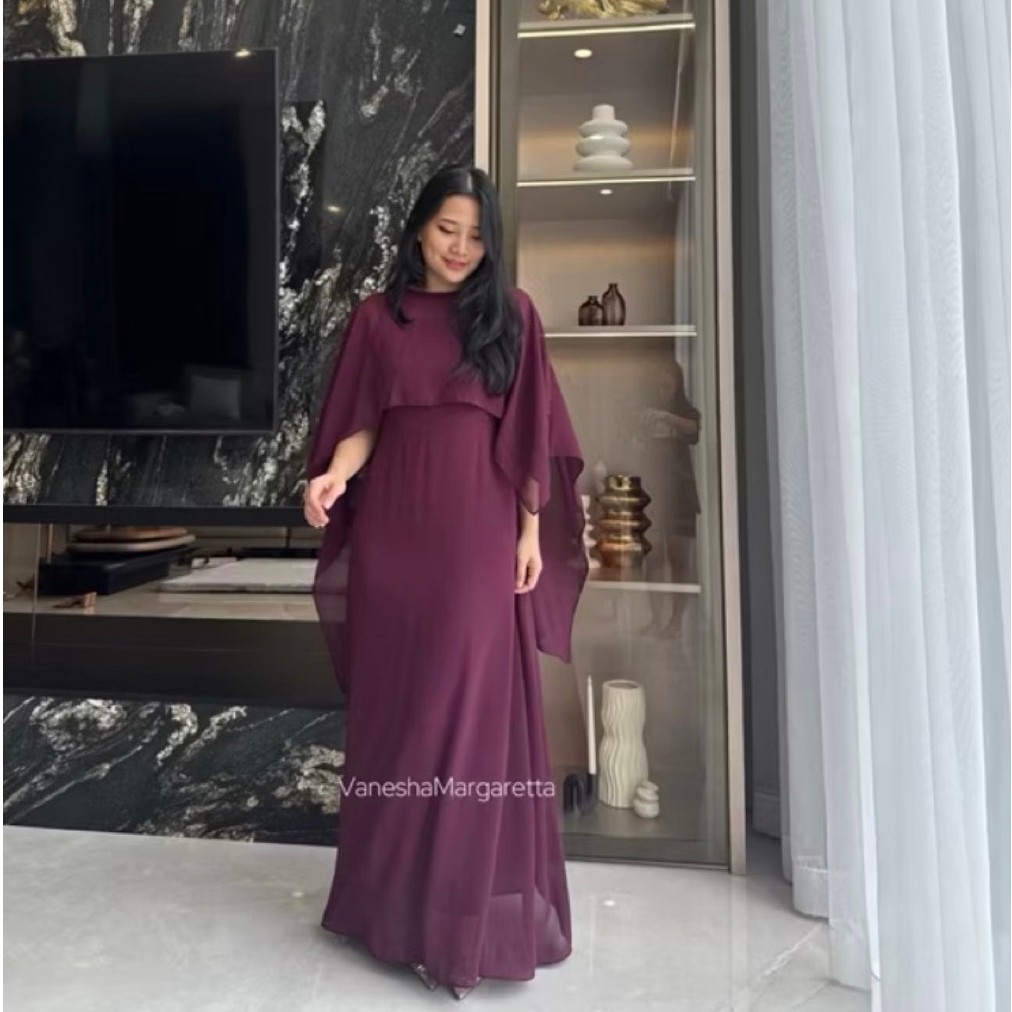 [VM] Maxi Dress Lebaran oneset outer Ceruty Sifon