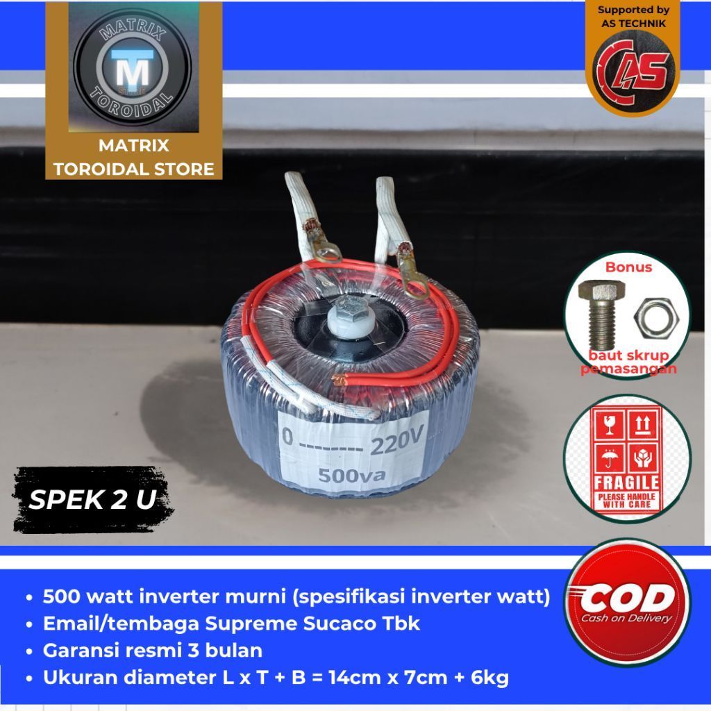 trafo toroid donat 500 watt inverter custom murni