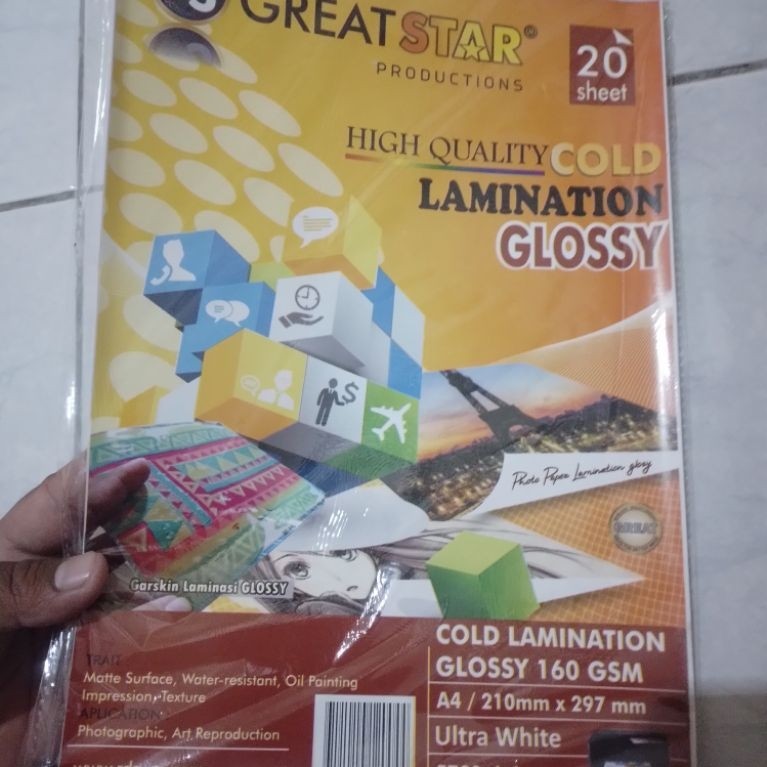 Laminasi dingin glossy A4 - 20 lembar