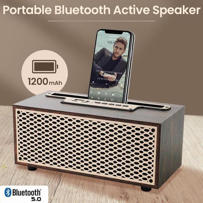 NEW Speaker Bluetooth Portable Wireless Vintage Wood Radio FM USB Klasik