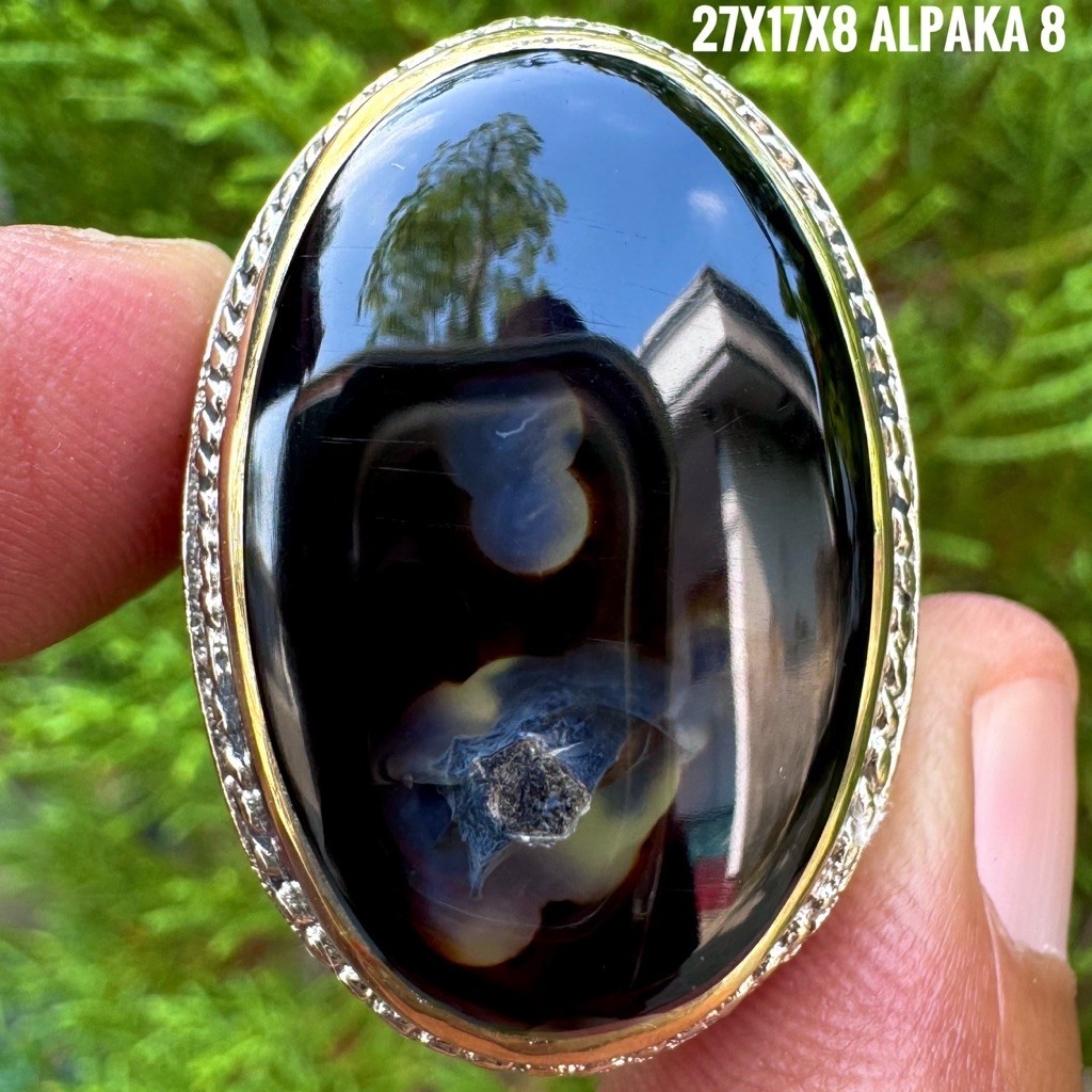 Cincin Batu Akik Natural Black Solomon