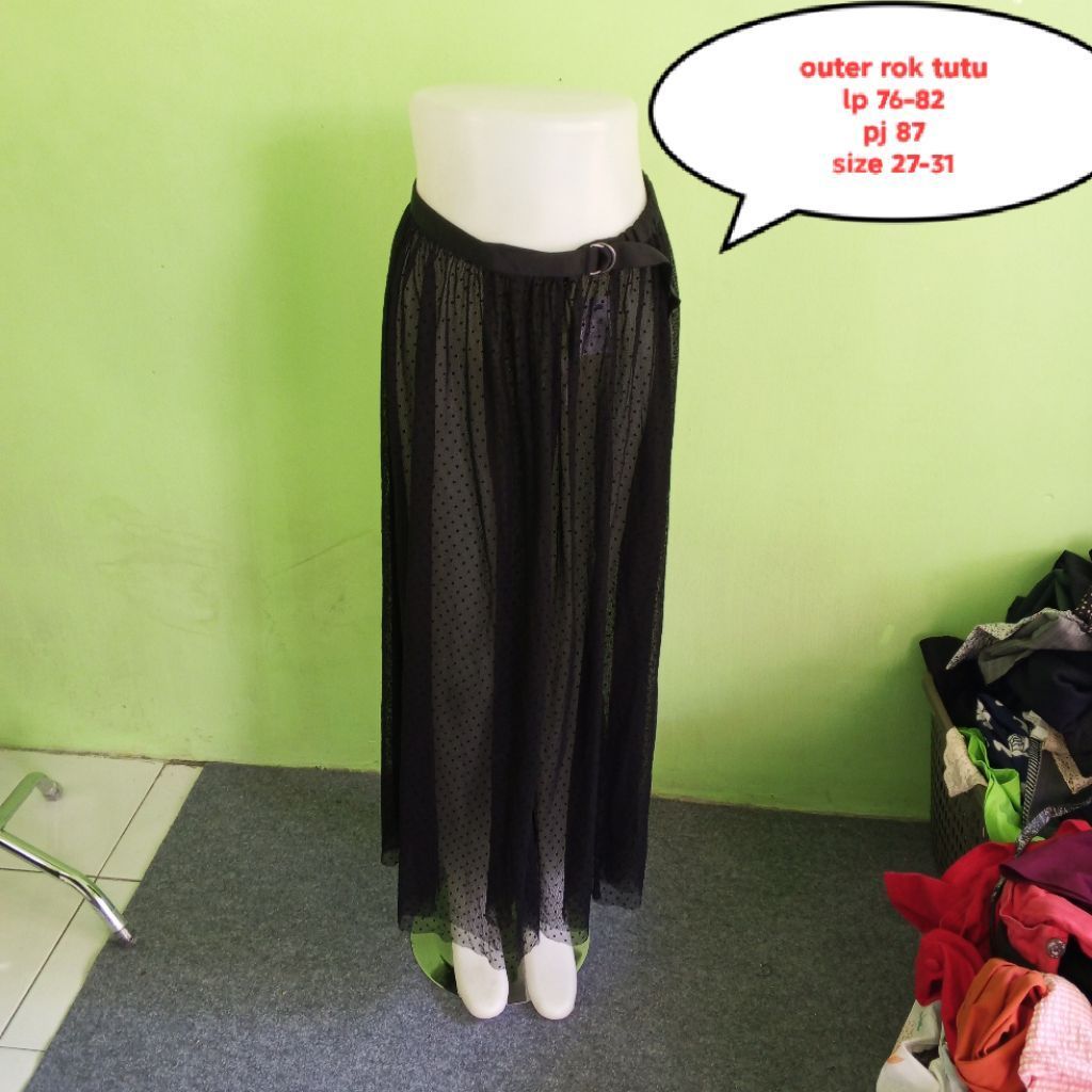 PL outer rok jaring hitam cosplay