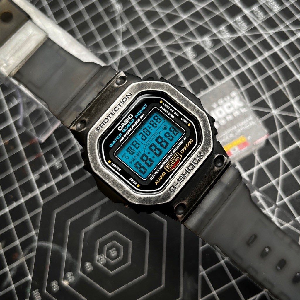 Casio G-Shock DW5600 FOX FIRE DW 5600 Metal Bezel Smoke Strap DW 5600