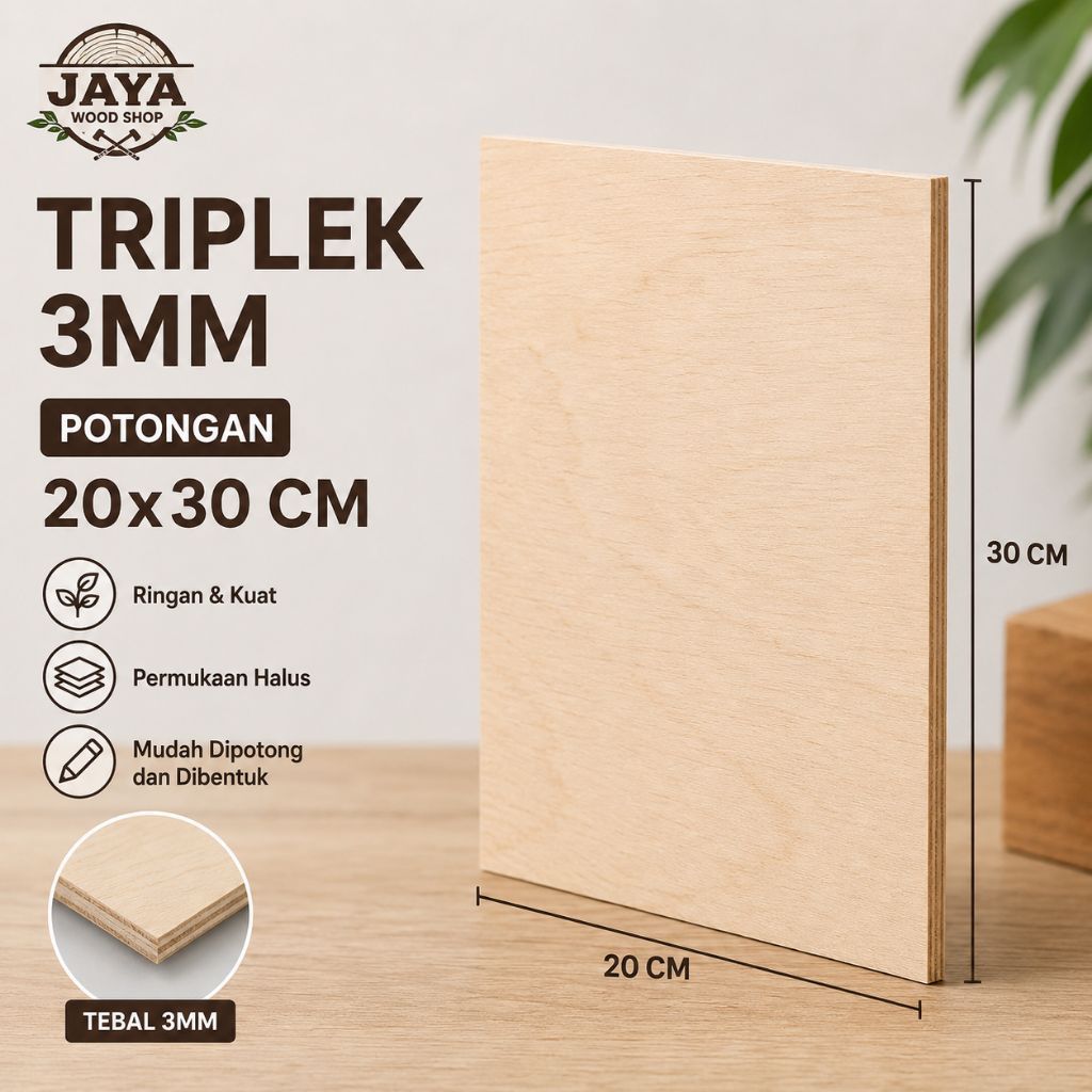 triplek potongan 20x30cm tebal 3mm