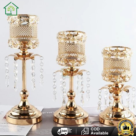 Golden 3 Height Kandil Silinder Tempat lilinnya Malam Alat Peraga Pernikahan Emas Dekorasi Wedding T