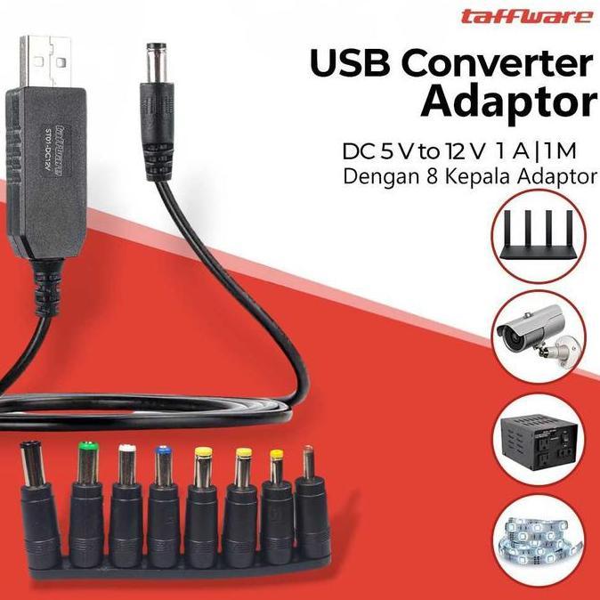 GHOENESH Kabel Power USB to 3.5mm 4mm 4.8mm 5.5mm 6mm 6.3mm Power Boost DC 5V to 12V 1A 1M 8 Kepala 