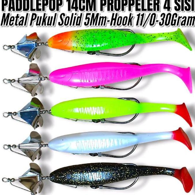 (Masterpiece) SATU PCS PADELPOP UKURAN 14CM PROPELER 4SISI HOOK  11/0 BERAT 30GRM UMPAN KESTING BUAT