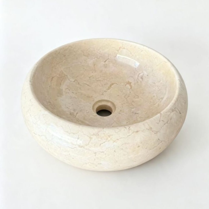 Wastafel Marmer Bentuk Donat Diameter 35 cm , Tinggi 13 cm