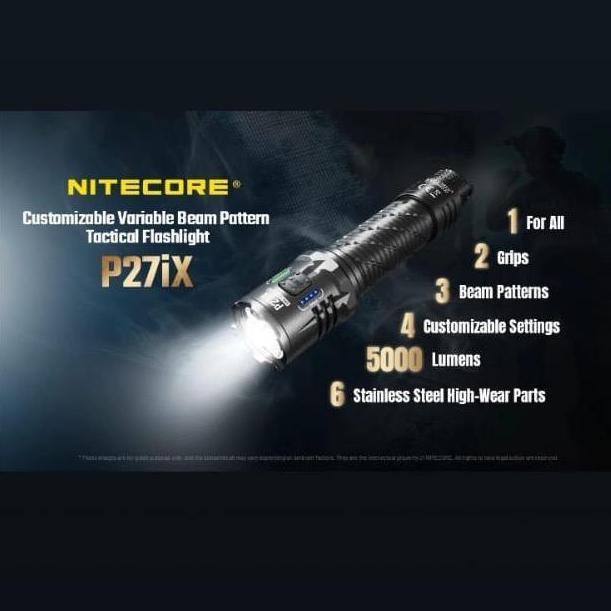 Nitecore Customizable Variabel Beam Patter Tantical Flashlight P27Ix 5000 Lumens