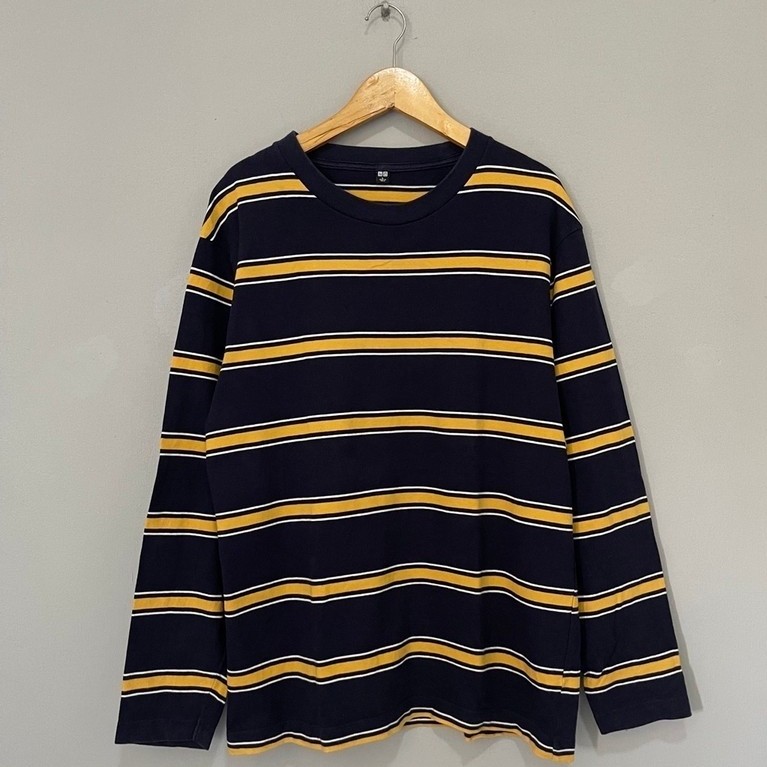 Longsleeve Uniqlo Salur Second Original/ Longsleeve Uniqlo Strip Second / Kaos Panjang Uniqlo Garis 