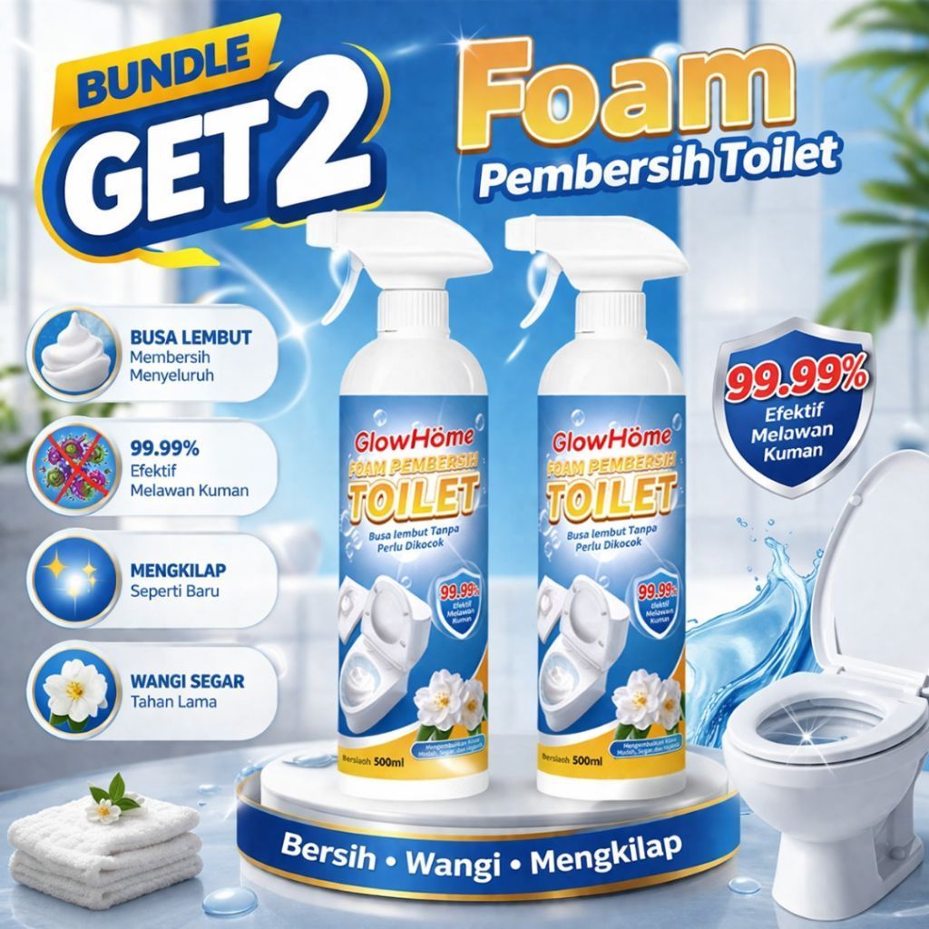 [PG STORE] Glow Home Pembersih Toilet Serbaguna – Foam Cleaner Anti Kerak, Jamur, Noda Air, 500ml