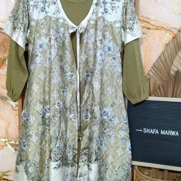 set gamis + outer + kerudung anak