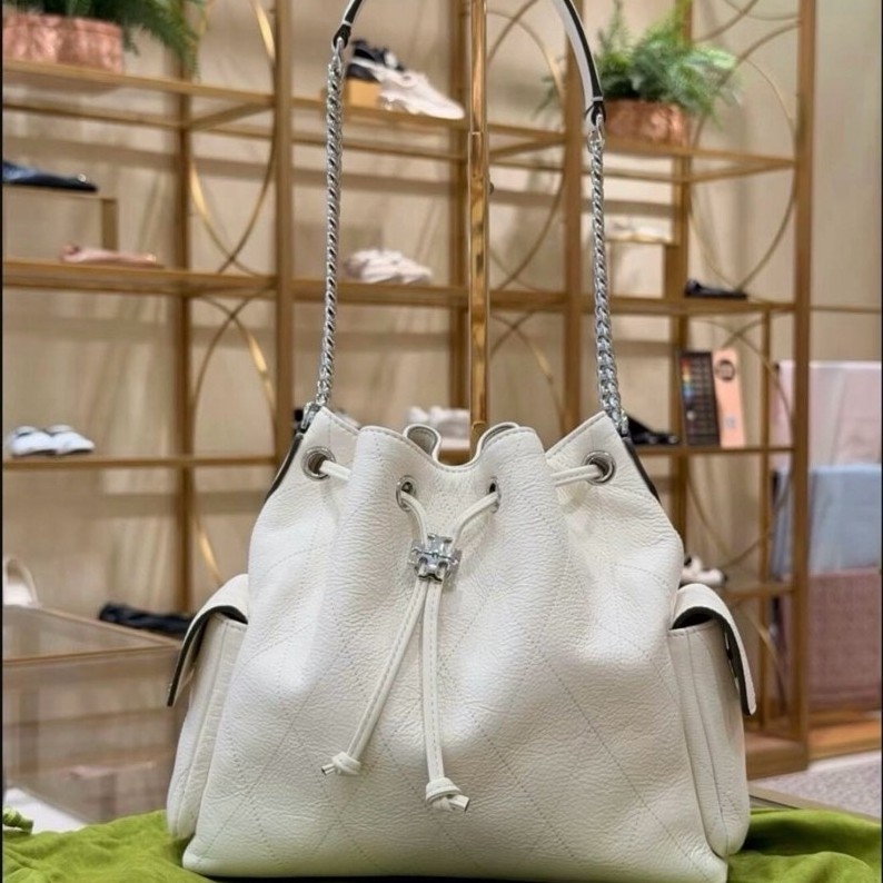 ala Tory TB CHARLIE BLACK IVORY WHITE Tote Bag Kulit Asli Genuine Leather Tas Kado Hadiah
