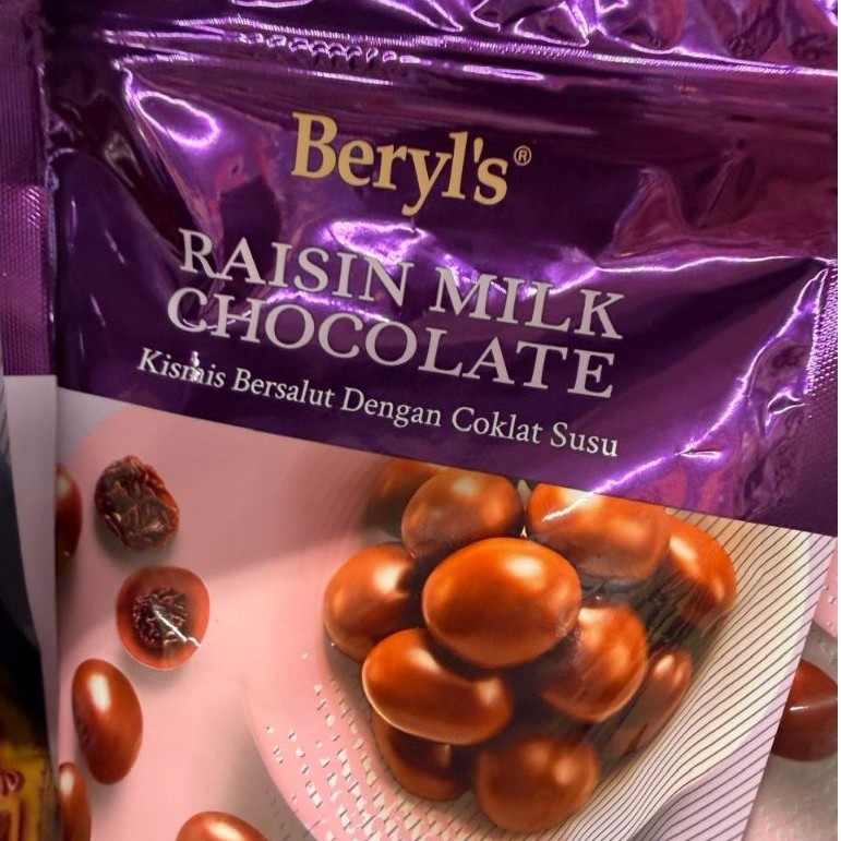 BERYLS RAISIN MILK CHOCOLATE. BERYLS ASSORTED MILK CHOCOLATE.