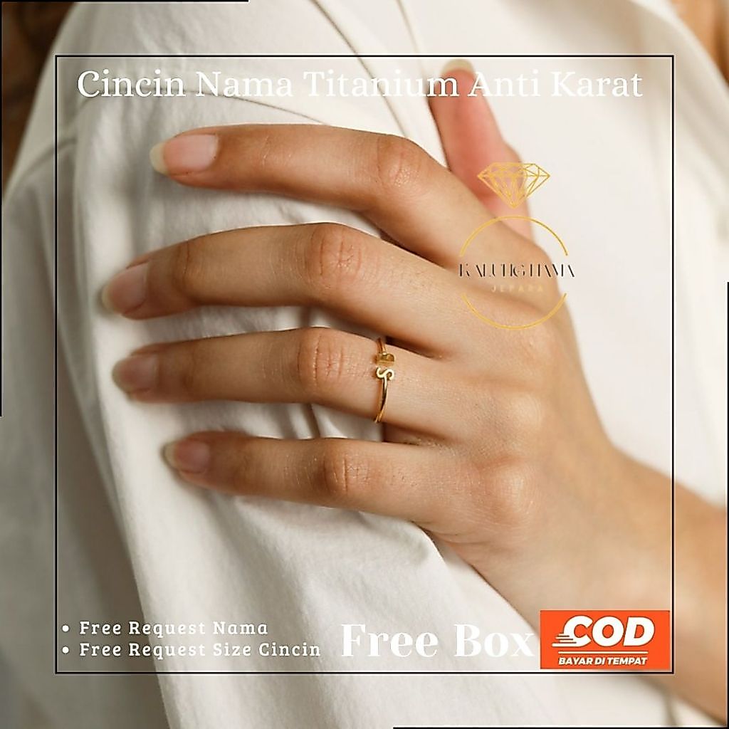 Cincin inisial nama titanium anti karat anak dewasa cincin nama titanium anti karat wanita cincin ti