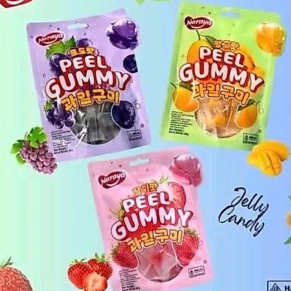 Naraya Peel Gummy Candy Permen 80gr Varian Strawberry / Mango / Grape