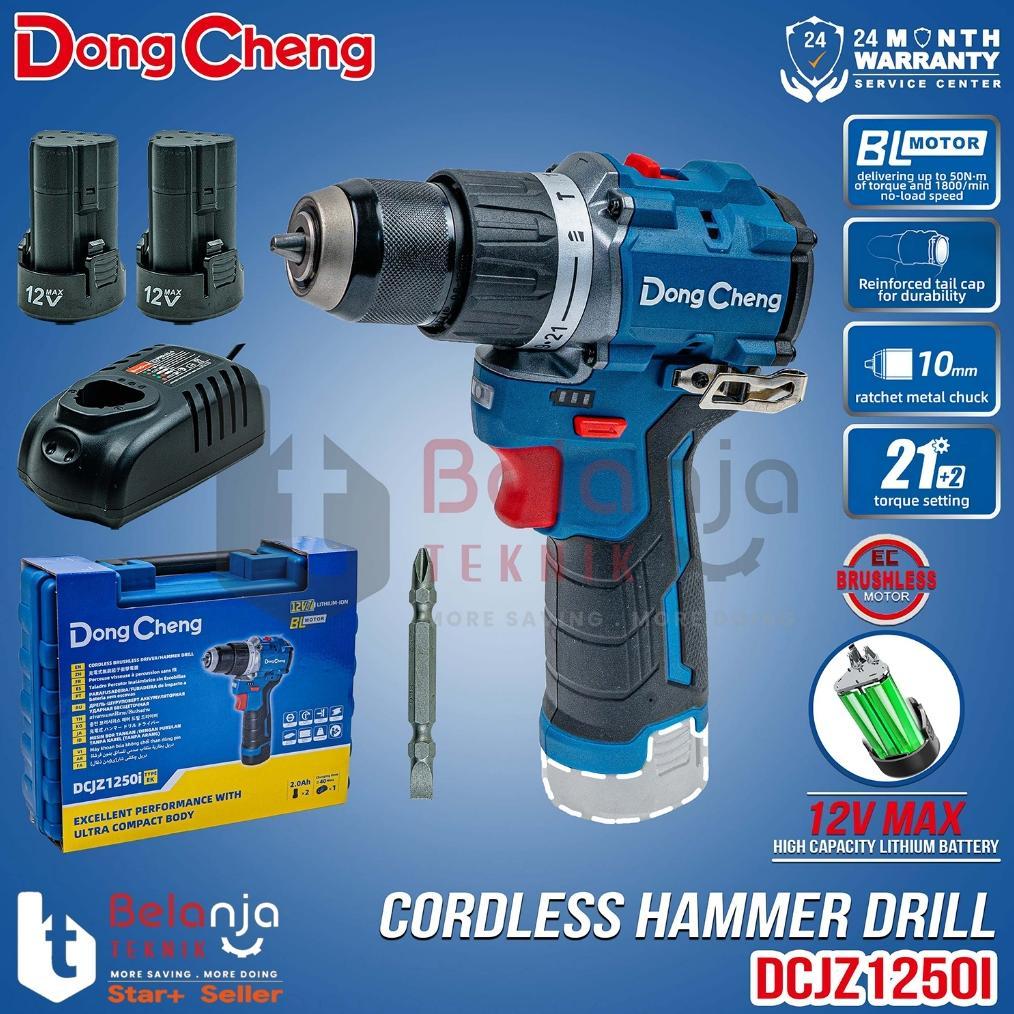 Mesin Bor Beton Baterai Dongcheng DCJZ1250i EK 12V Cordless Impact Drill DCJZ 1250i EK Set 2 Baterai