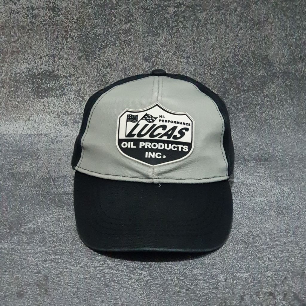 Topi Lucas Oil Hat Cap Snapback Trucker Rubber Patch Logo Hi Performance Adjustable