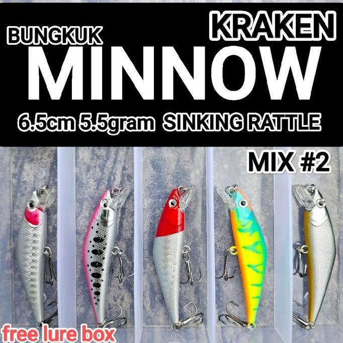 paket umpan pancing MINNOW BUNGKUK replika kraken 65S Lure