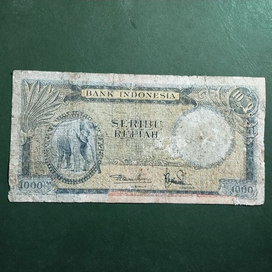 uang kuno 1000 rupiah GAJAH jelek asli langka