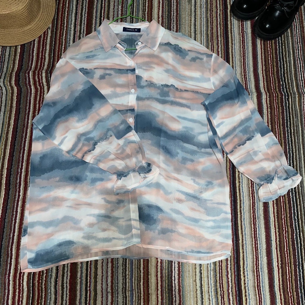 Preloved THREE M Atasan Kemeja Wanita Abstrak Tie-Dye - Kombinasi Allsize