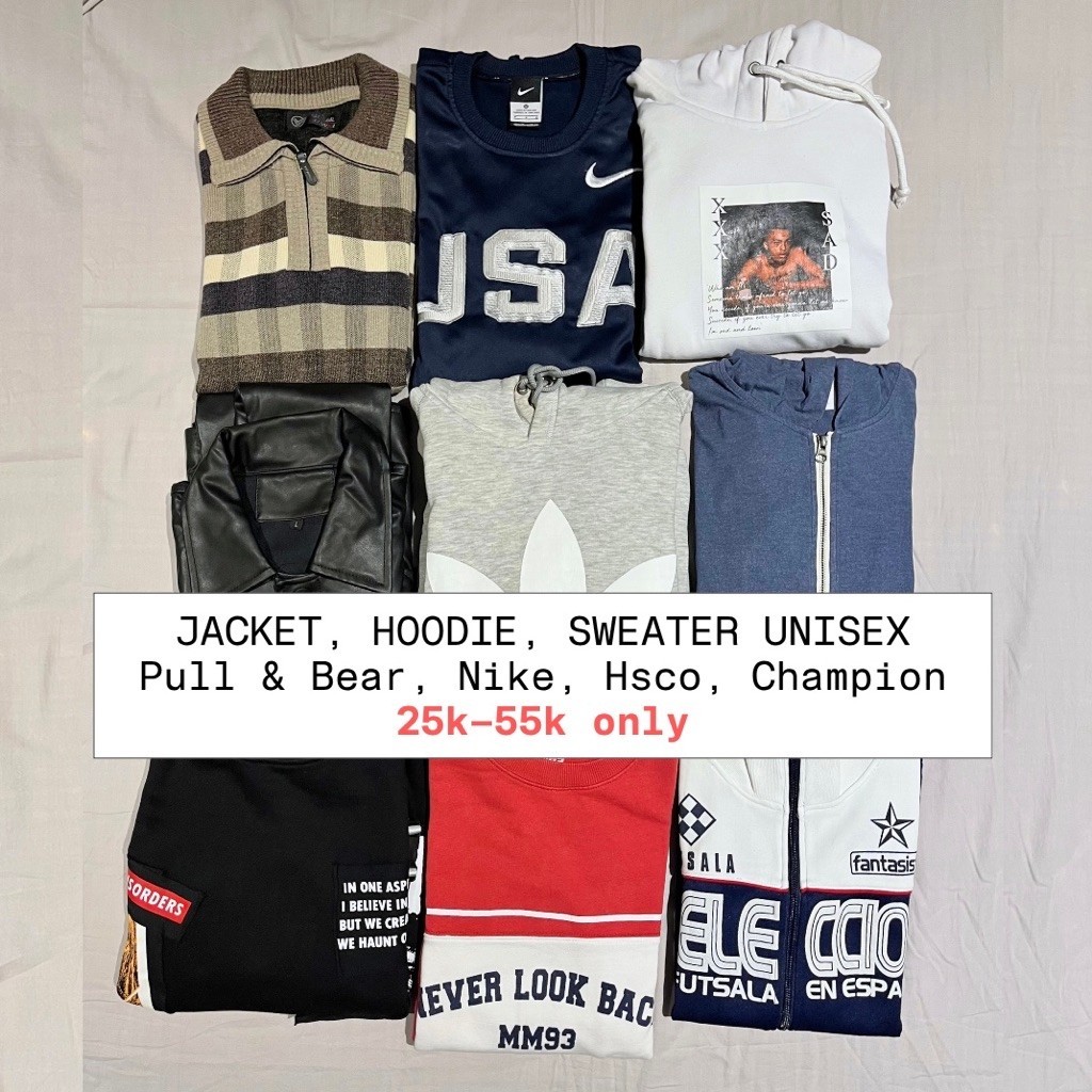 Preloved – Jacket, Sweater Pria & Wanita – Nike, Pull&Bear, Hsco, Champion
