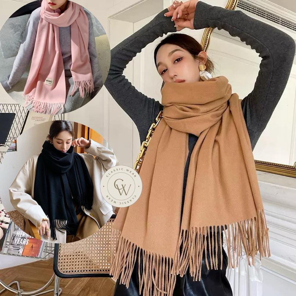 CW MCMO Scarf Tebal Musim Dingin Wool Winter Import Polos bahan Kasmir cashmere Imitasi HIGH GRADE, 