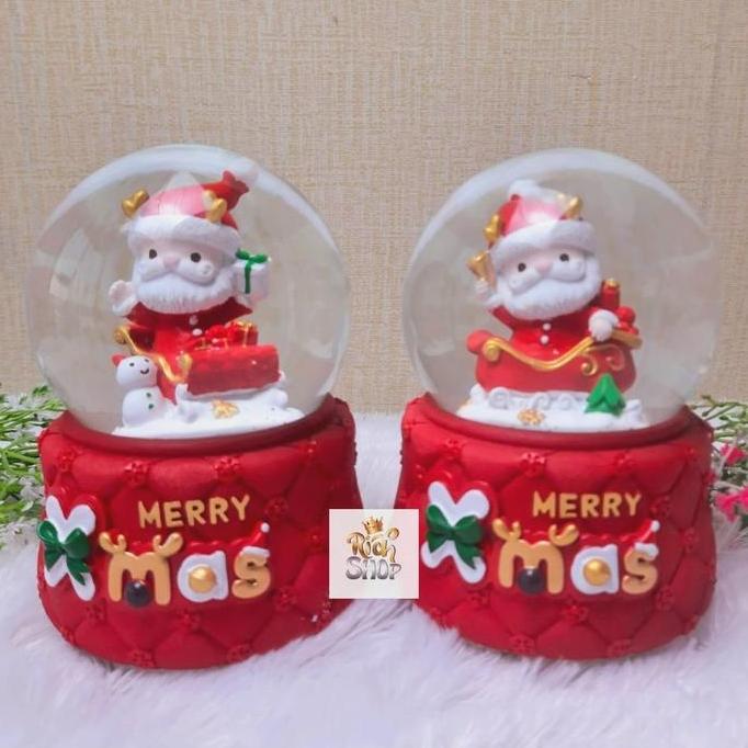 Snowball Kotak Musik Bola Kristal Kaca Salju Christmas Natal PAS