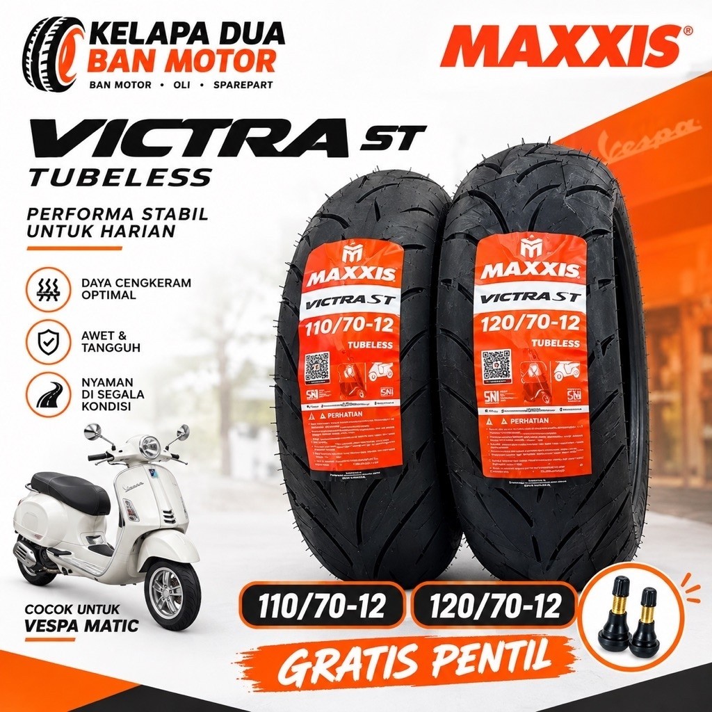 ban motor MAXXIS VICTRA untuk VESPA MATIC ring 12