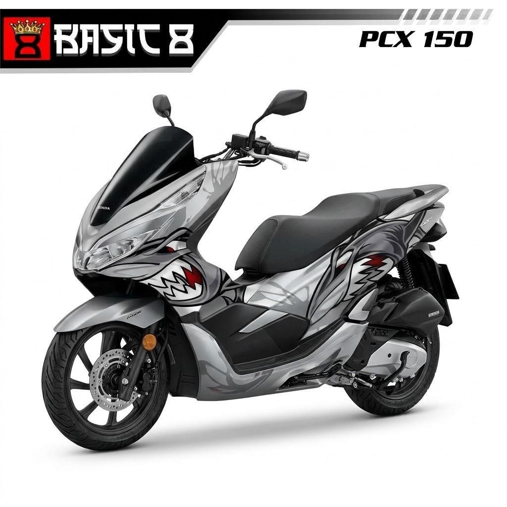 sticker decal full body Honda PCX putih Shark