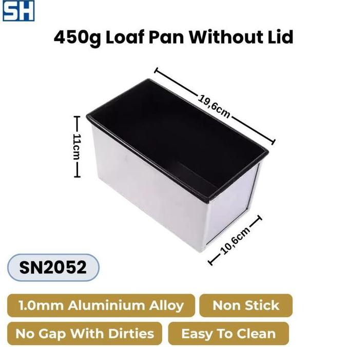 TERBARU - Loaf Pan Non Stick Loyang Roti Tawar Tanpa Tutup Anti Lengket Kapasitas 450 gram Adonan Sa