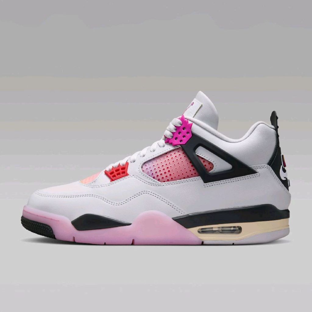 NIKE MEN'S SHOES - NIKE AIR JORDAN 4 RETRO 'COMIC' - OFF WHITE/FIRE PINK-ANTHRACITE