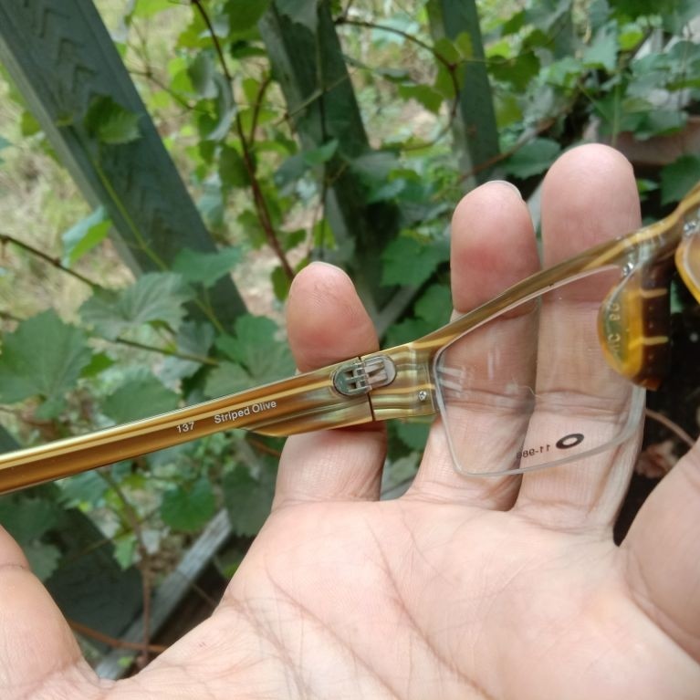 Kacamata Frame Vintage Okley Striped Olive Original Semi Rimless Model