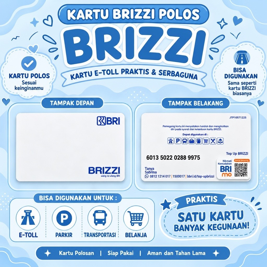 (POLOSAN/TANPA GAMBAR) KARTU E-TOLL E-MONEY BRI BRIZZI ORIGINAL (ECER)