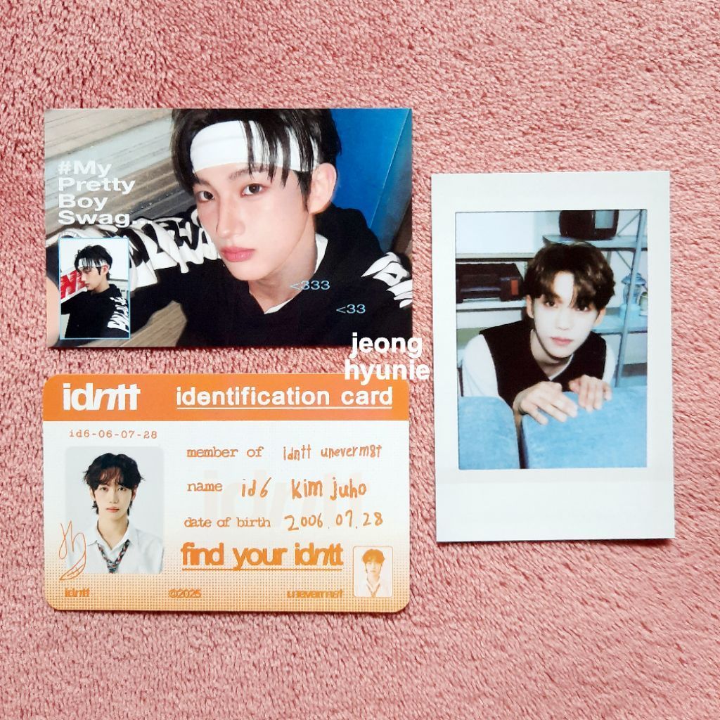 [READY] official idntt id card unevermet JuHo, polaroid unevermet DoHun, pretty boy swag card yeswea