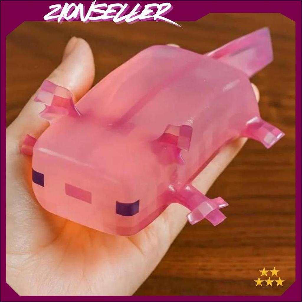 Squishy Axolotl Minecraft - Mainan Anti Stres Bisa Diremas Lembut Slow Rebound, Squishy Berkilau & W