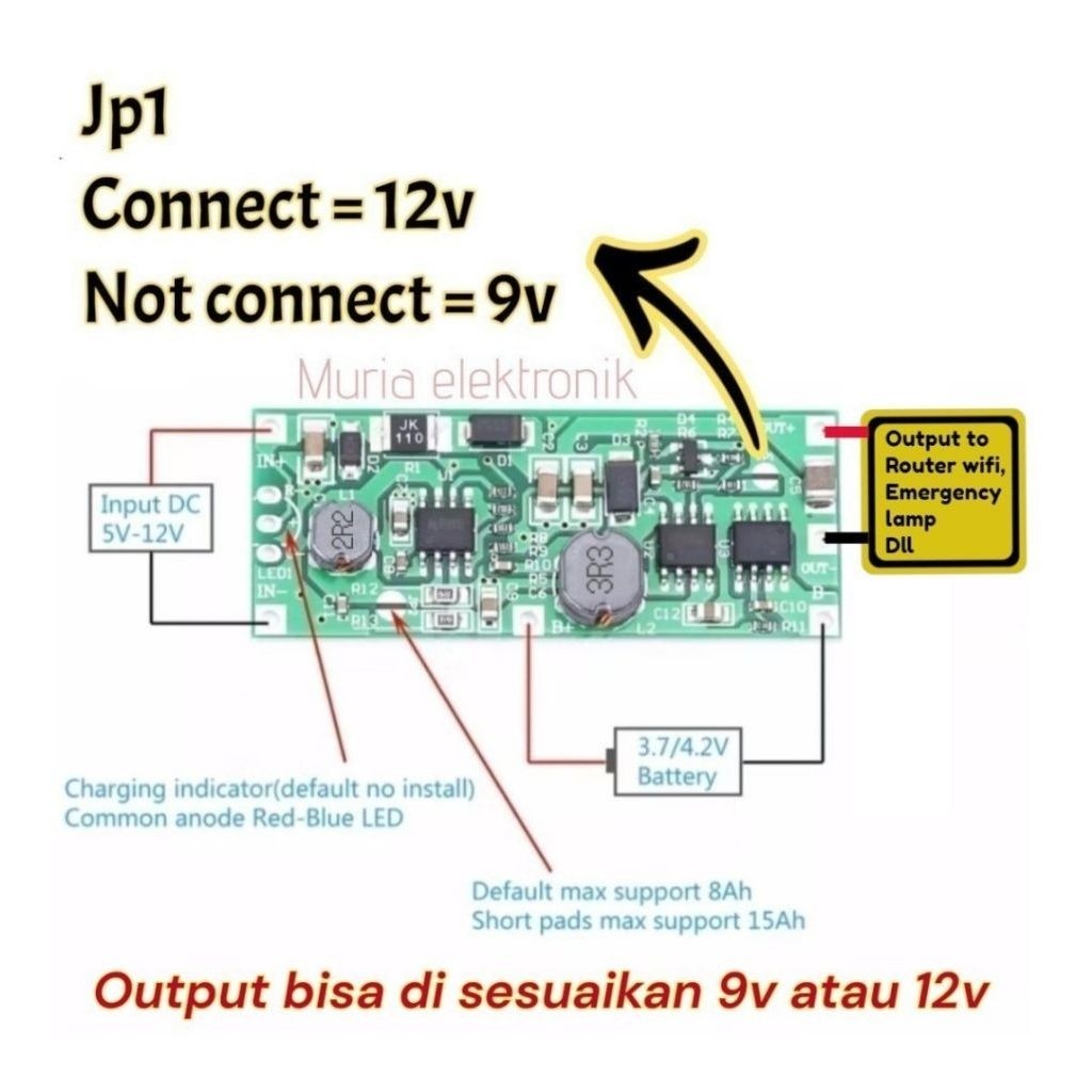 modul ups dc 12v 9v dc / PCB modul ups step up 12 volt 9 volt