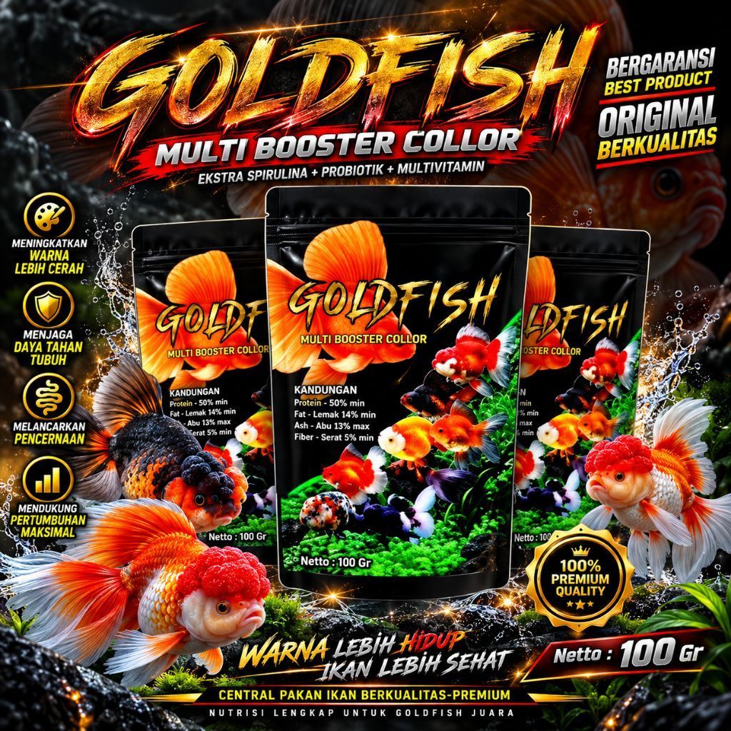 Pakan Koki Goldfish Pelet Ikan Koki 100gr Ryukin Lionhead Oranda