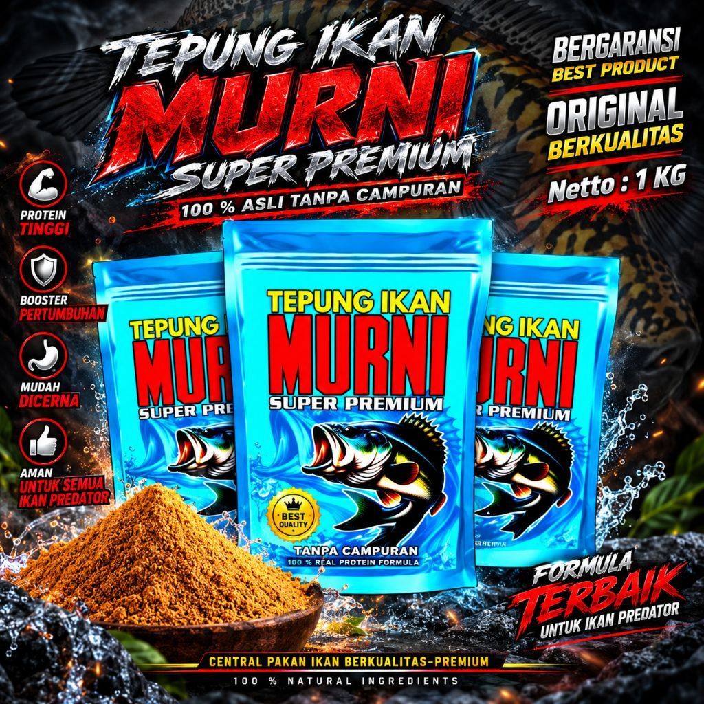 Tepung Ikan Premium 1kg Pakan Burayak Ikan