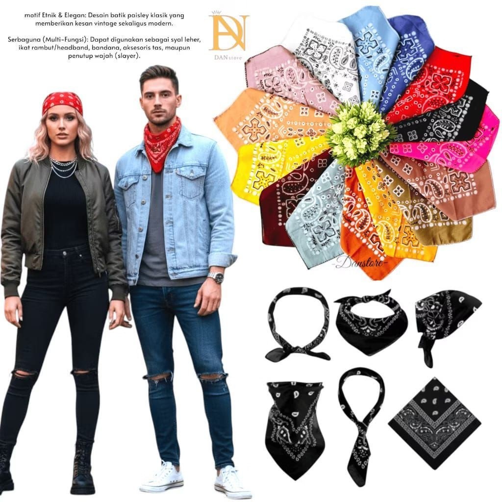 KODIAN 20PCS SLAYER BANDANA MASKER BATIK MUTIFUNGSI | SCRAF BATIK HIP HOP ARGA MURAH PER KODI