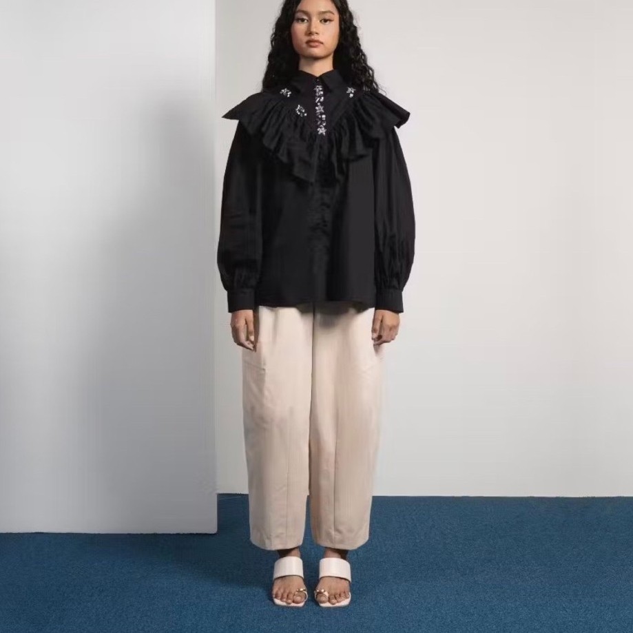 READY NEW Jenna and Kaia - Bria Top - Kemeja Wanita (BLACK - SIZE S)