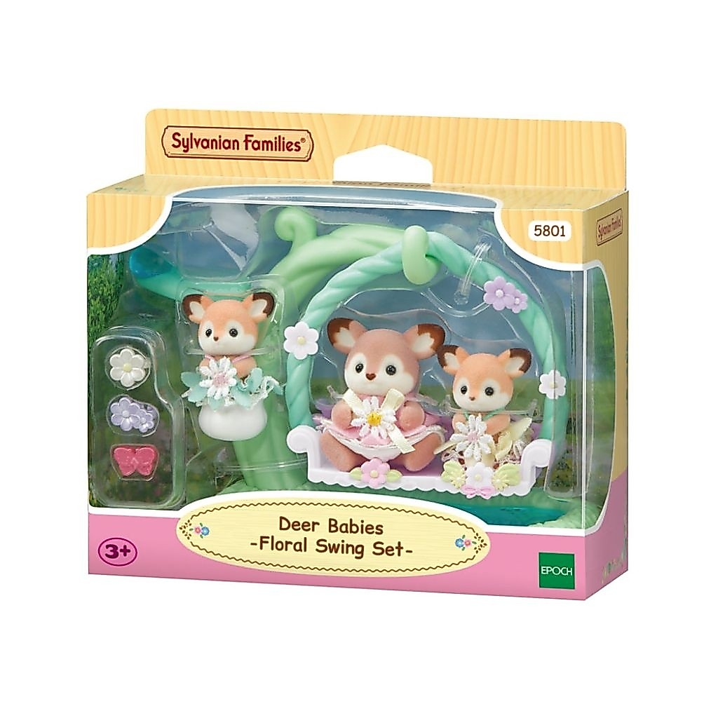 Sylvanian Families Deer Babies Floral Swing Set