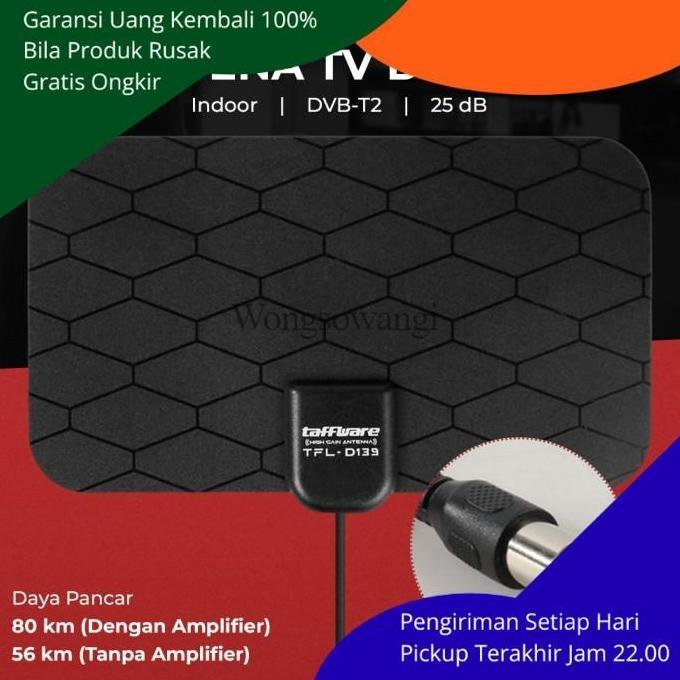 DB268 >> Antena TV Digital 4K UltraHD DVB-T2 Taffware TFL-D139 - Hitam