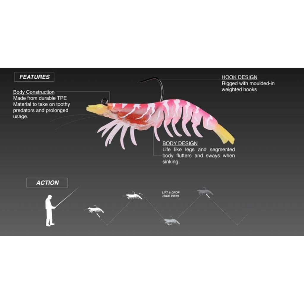 Umpan Pancing Soft Bait Zerek Absolute Shrimp 3.0 3.5 Inch / Udang Zerek