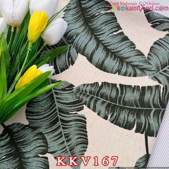 B1MERAUKAA - KKV167 UK 48X145CM KAIN KANVAS BAHAN RAPEL (SEMI JEANS) BANANA LEAF